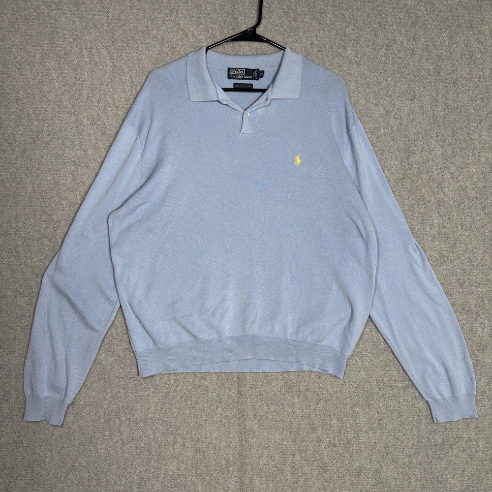 Polo Ralph Lauren Pullover Men's XL Long Sleeve Blue Pima Cotton Knit